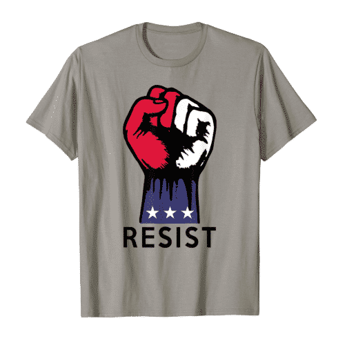 Protest Fist Red White and Blue Gray Amazon Shirt