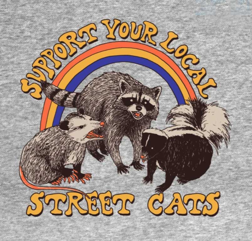 Funny Street Cat Racoon and Friends Tee