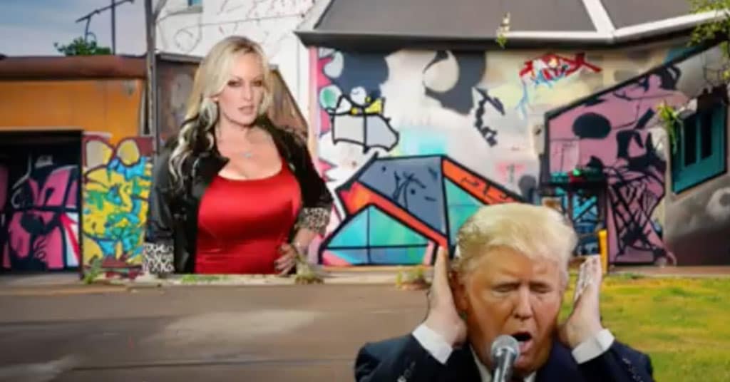 Trump covering his ears and closing his eyes with Stormy Daniels in the background. It's like a jungle sometimes with all the truth bombs.